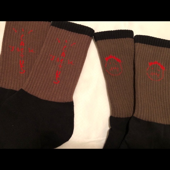 Travis Scott Jordan 1 CUSTOM SOCKS Cactus Jack - Picture 2 of 3